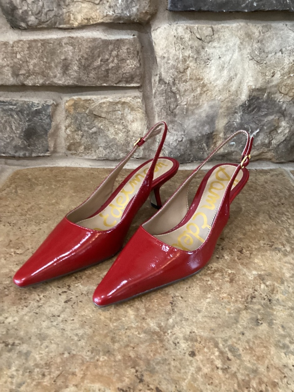 Sam Edelman Bianka Sling Back Heel Womens Size‎ 5 Red Leather New